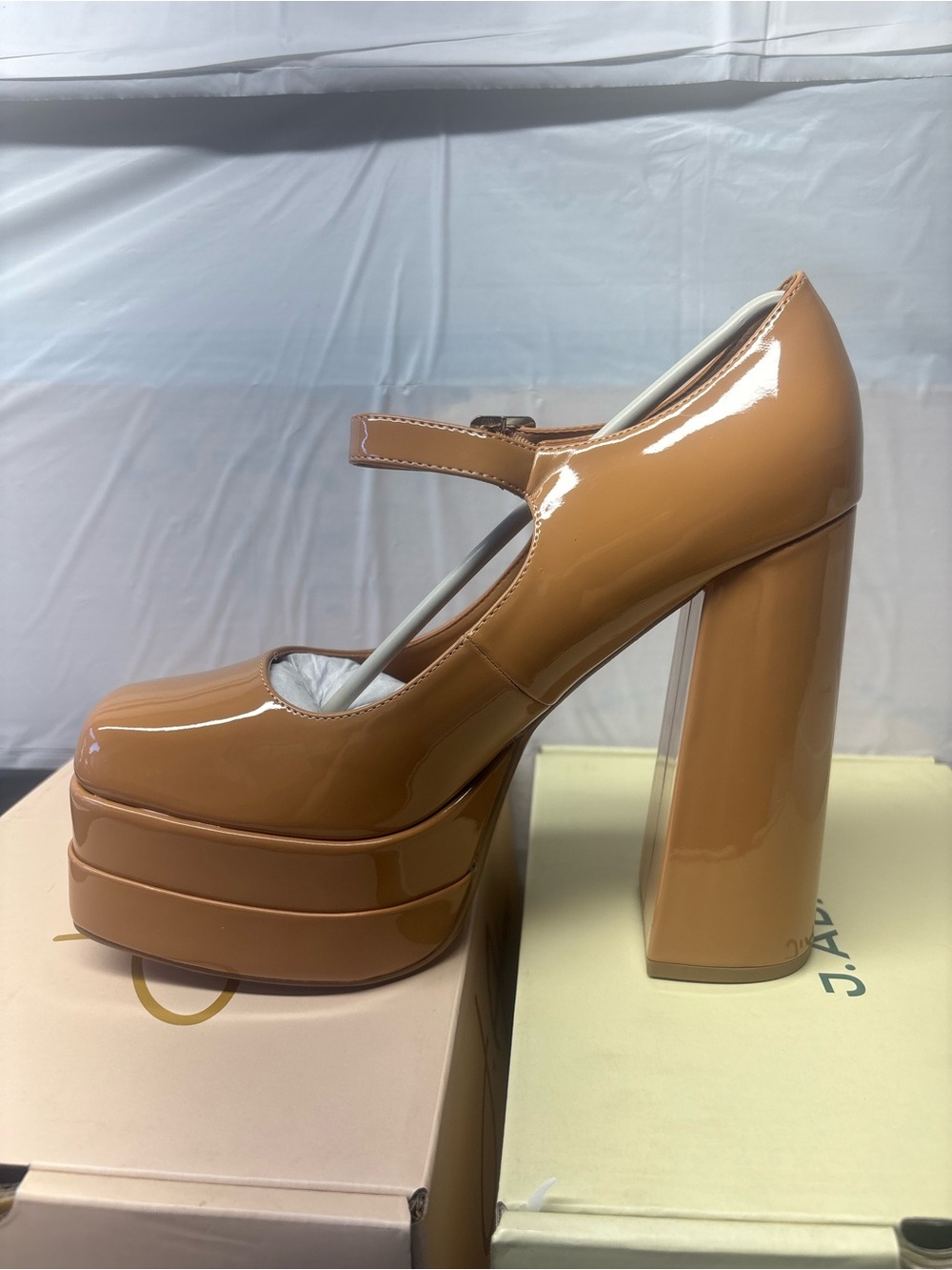 Soda Tan Patent Platform Mary Jane Pump